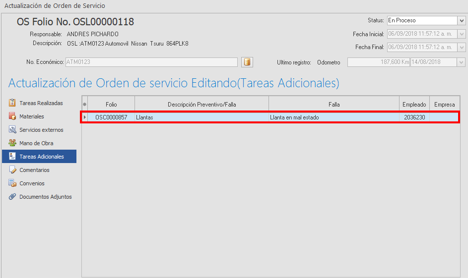 Tarea adicional agregada